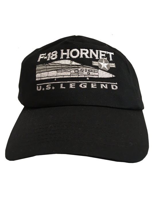 McDonnell Douglas F/A-18 Hornet USN/USMC/RSAF/EdA Multirole Jet Embroidered Black Adjustable Baseball Cap.