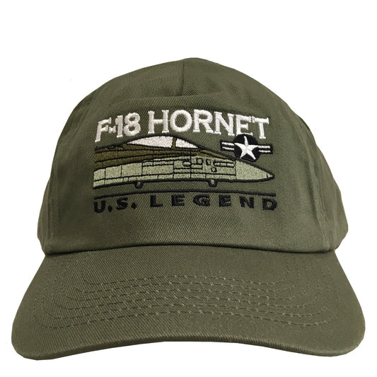McDonnell Douglas F A 18 Hornet USN USMC RSAF Multirole Jet Embroidered Green Adjustable Baseball Cap