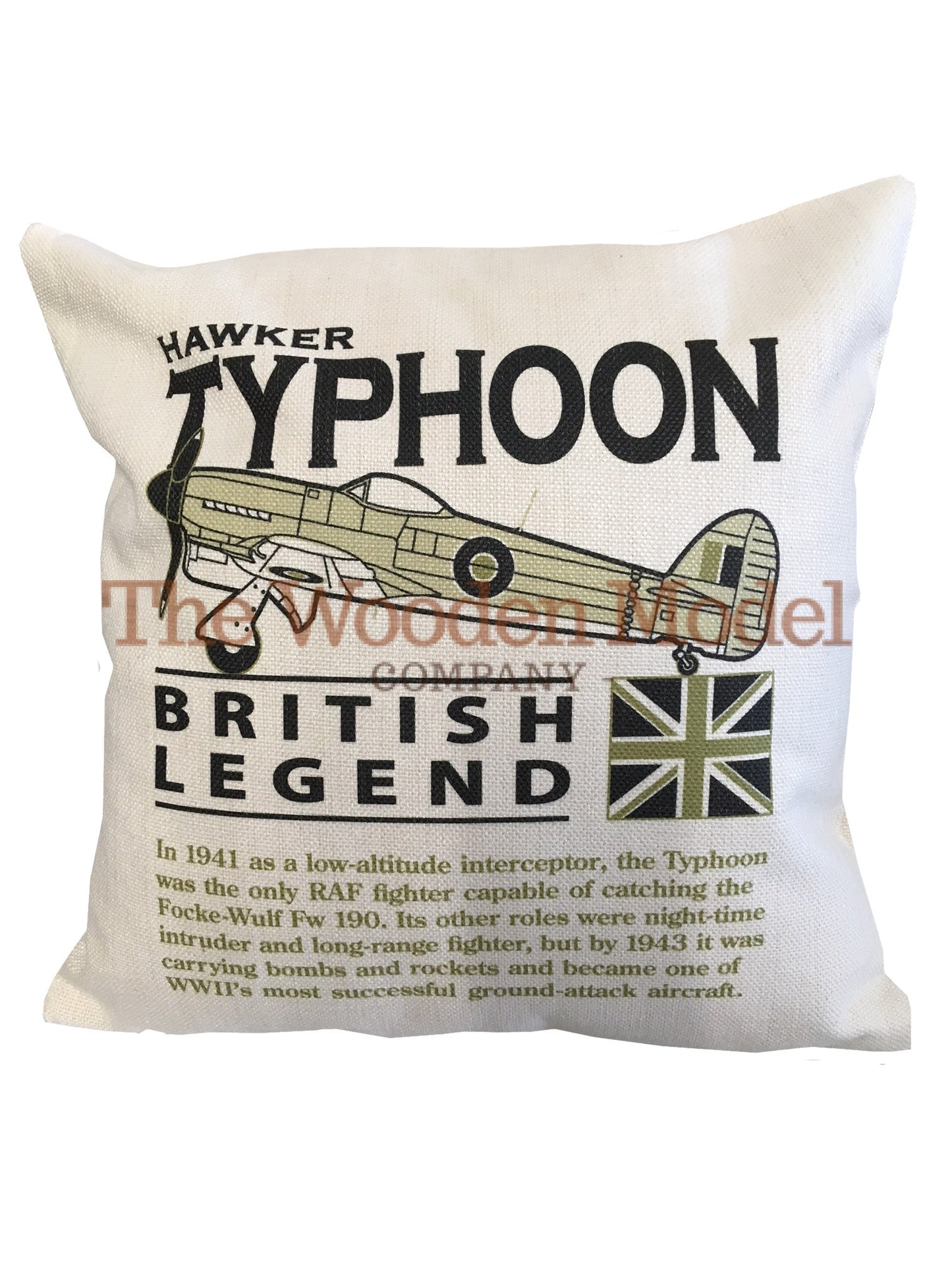 Hawker Typhoon Tiffy RAF RCAF RNZAF World War 11 Fighter Bomber Aircraft Cushion Inner Included