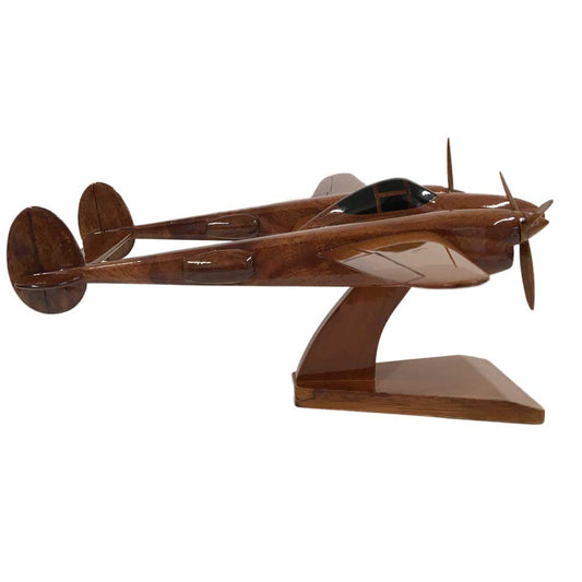 Lockheed P-38 Lightning WW2 US Army Air Force Fighter Bomber Aerial Reconnaissance Military Aircraft Wooden Executive Desktop Model.
