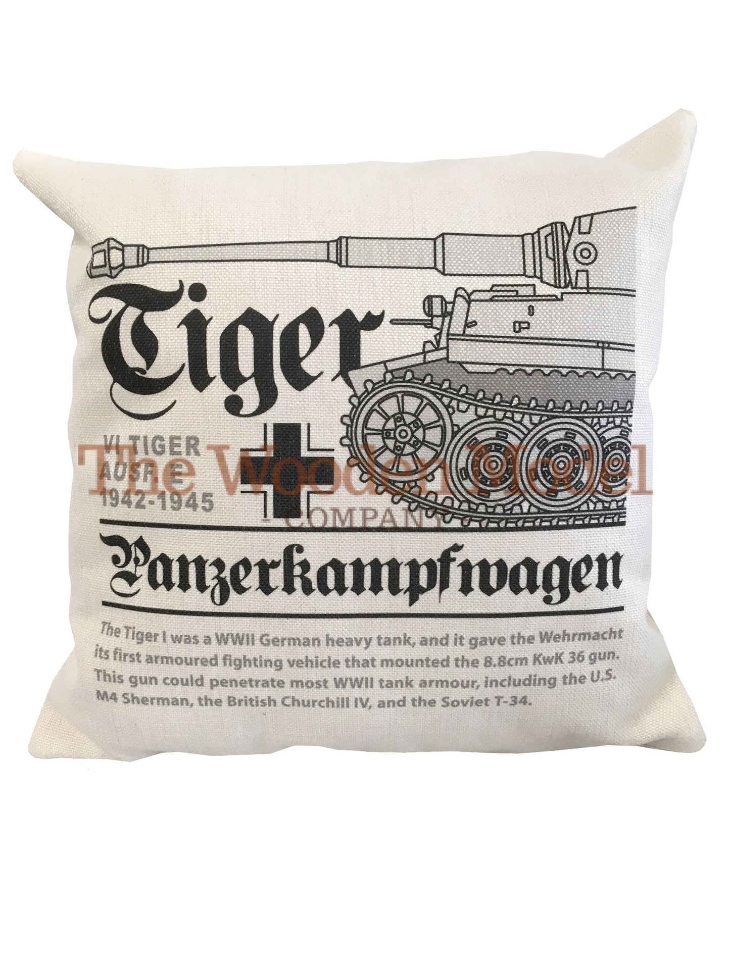 German Panzerkampfwagen Tiger 1 WW2 Heavy Tank Design Cushion Inner Included