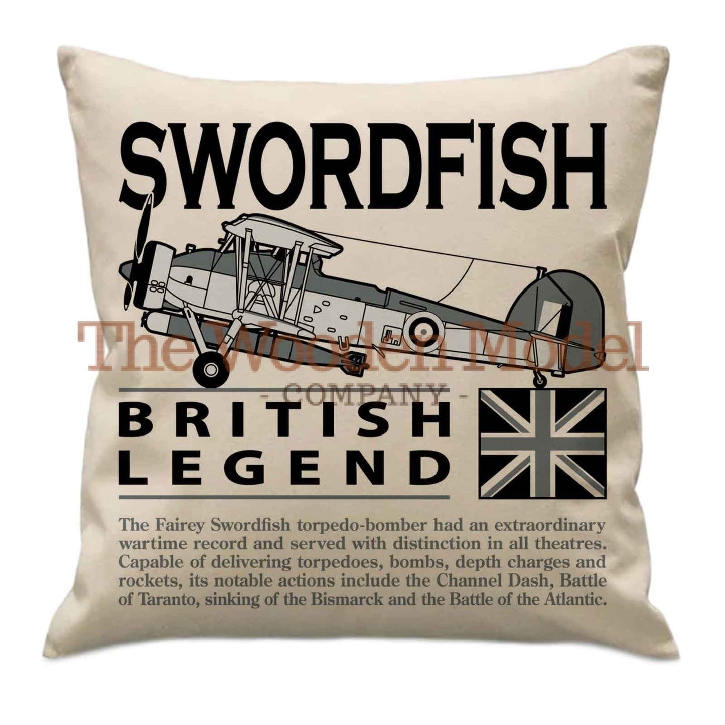 Fairey Swordfish RN RAF RCAF RNN Biplane Torpedo Bomber Aircraft Cushion Inner Included
