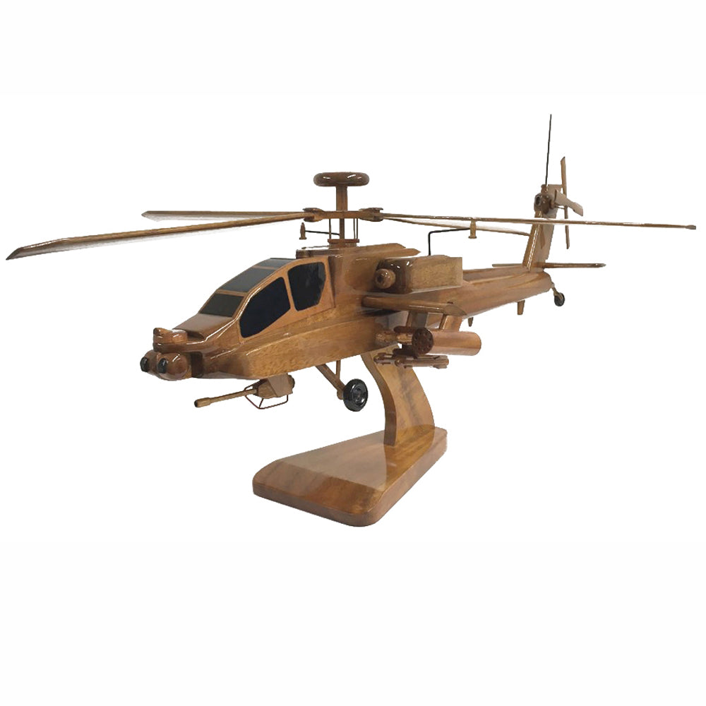 AH 64 Apache British Army US Army Military Attack Helicopter Wooden Desktop Model