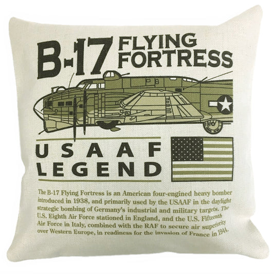 B 17 Flying Fortress USAA RAF WW11 Four Engine Heavy Bomber Aircraft Cushion Inner Included