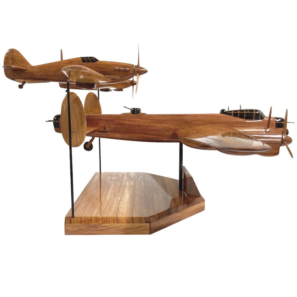 Avro Lancaster Hawker Hurricane Supermaine Spitfire RAF WW2 Triple Set Military Wooden Aircraft Model