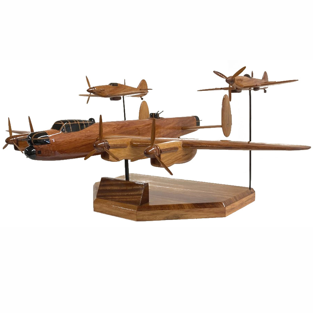 Avro Lancaster Hawker Hurricane Supermaine Spitfire RAF WW2 Triple Set Military Wooden Aircraft Model