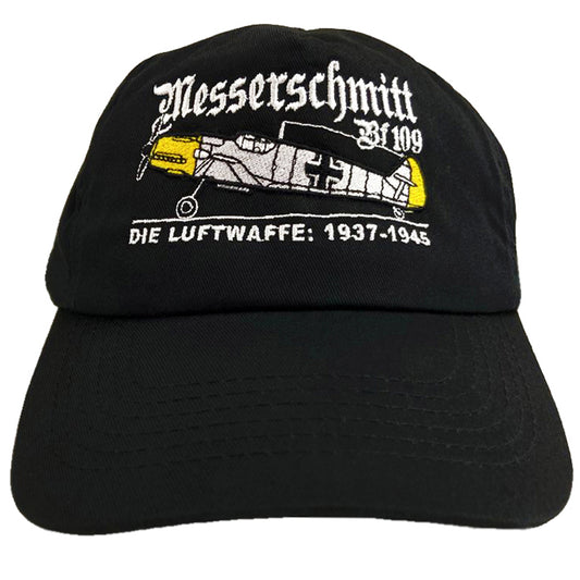 German Messerschmitt Bf 109 WW11 Fighter Embroidered Black Adjustable Baseball Cap