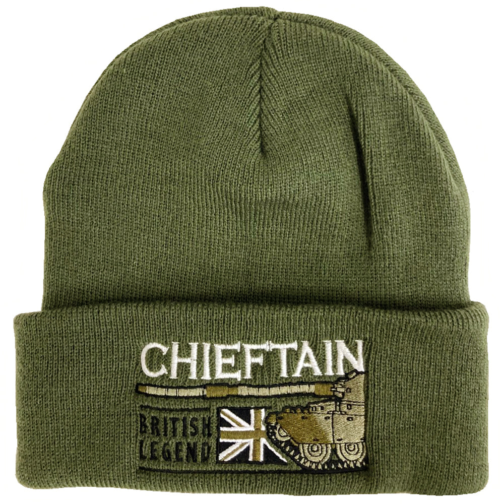 FV4201 Chieftain British Army Main Battle Tank Embroidered Green Beanie Hat