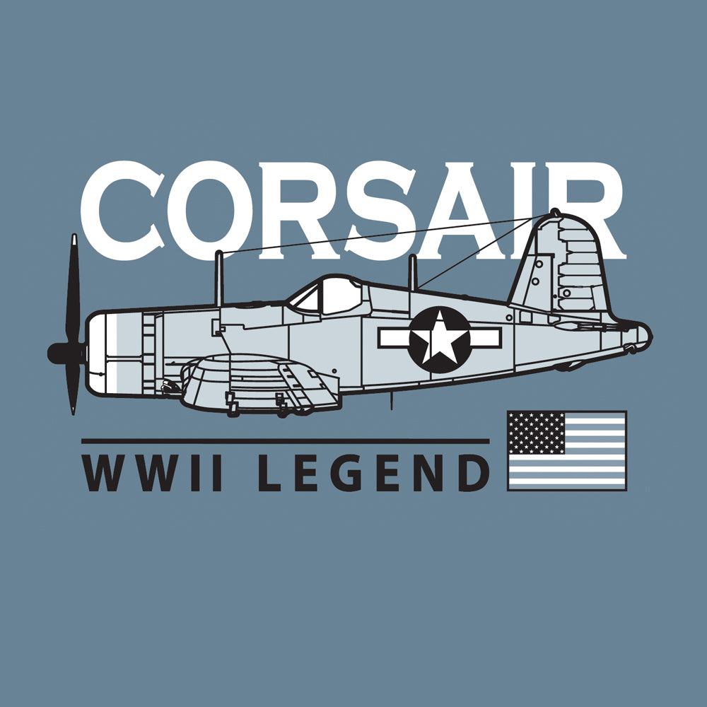 Vought F4U Corsair US Navy US Marine Corps Royal Navy RNZAF WWll Korean War Fighter Aircraft Classic Black Blue Green T Shirt Design