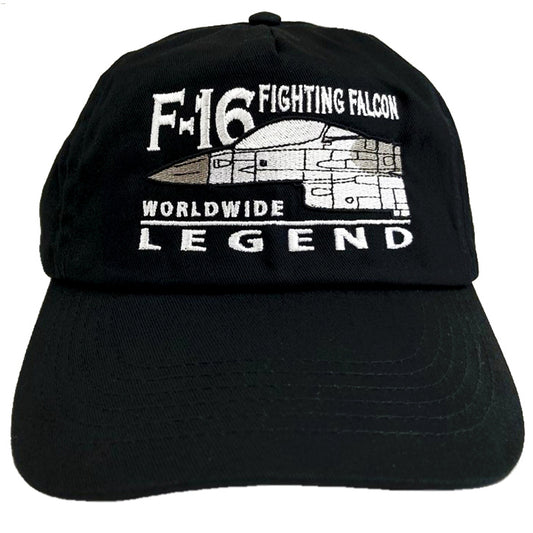 General Dynamics F 16 Fighting Falcon US Air Force Jet Fighter Aircraft Design Embroidered Black Adjustable Baseball Cap