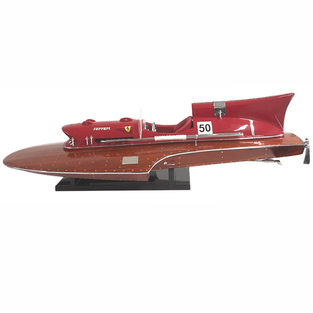 Ferrari Arno X1 Hydroplane Handcrafted World Speed Record Boat Wooden Model.