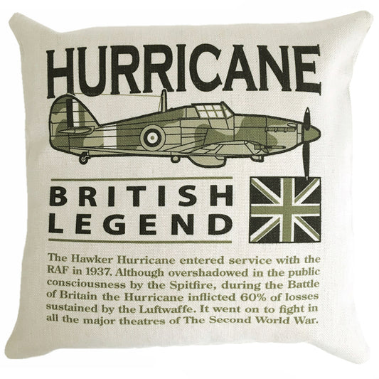 Hawker Hurricane RAF RCAF Royal Navy WW11 Battle Of Britain Fighter Aircraft Cushion Inner Included