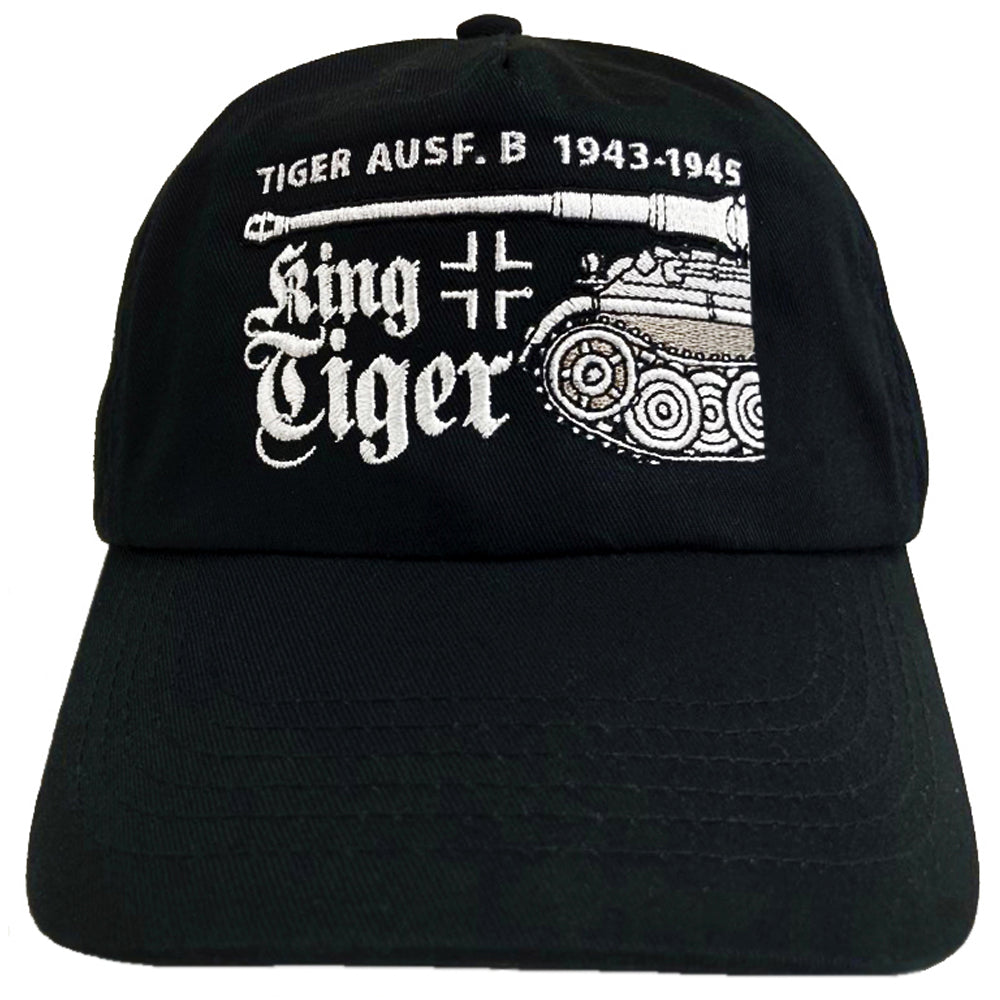 German Panzerkampfwagen King Tiger WW11 Heavy Tank Embroidered Black Adjustable Baseball Cap.