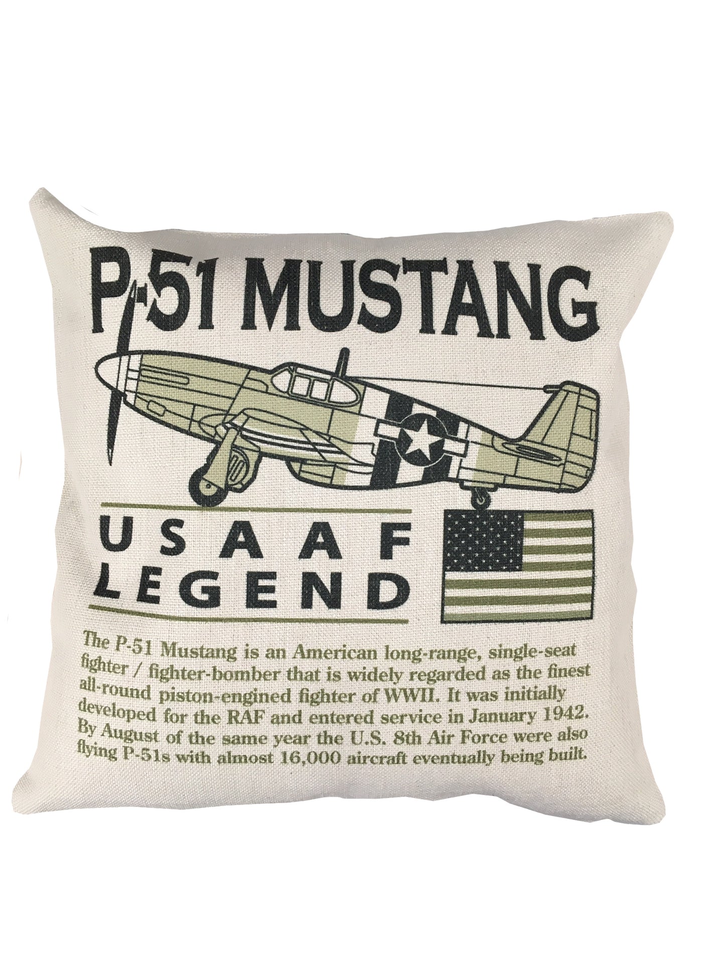 North American Aviation P 51 Mustang USAA RAF RNZAF RCAF WW2 Fighter Bomber Aircraft Cushion Inner Included