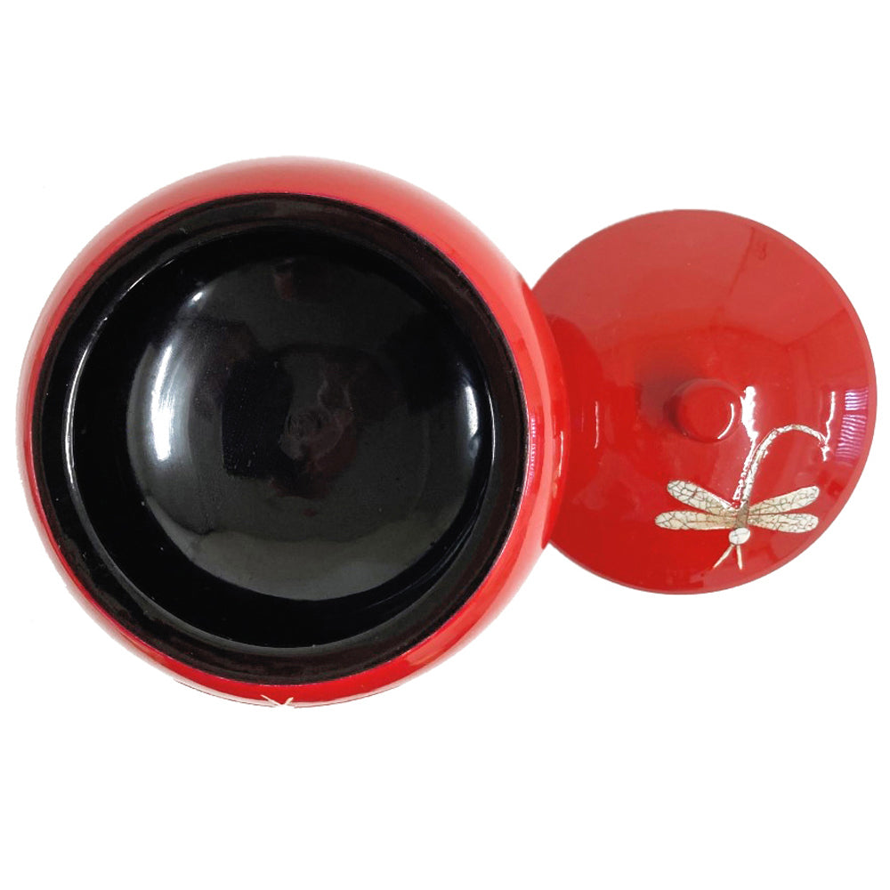 Oriental Wooden Bowl - Red Dragonfly