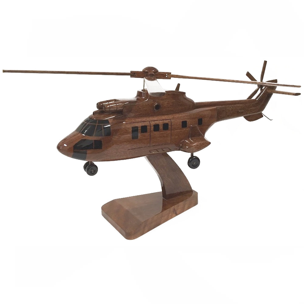 AS 332 Super Puma Airbus Helicopters H215 French Spanish Air Force Medium Utility Transport Helicopter Wooden Desktop Model