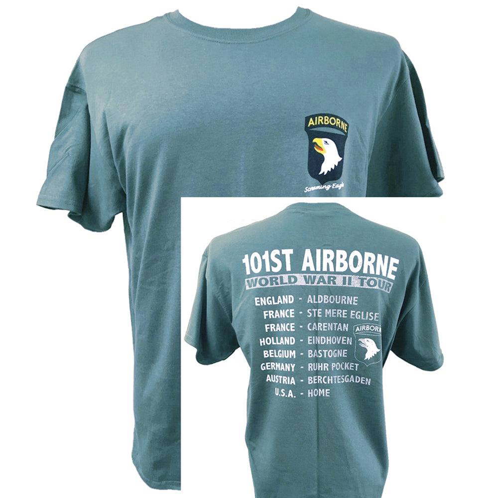 101st Airborne Screaming Eagles US Army WW2 Motif Back Print T Shirt