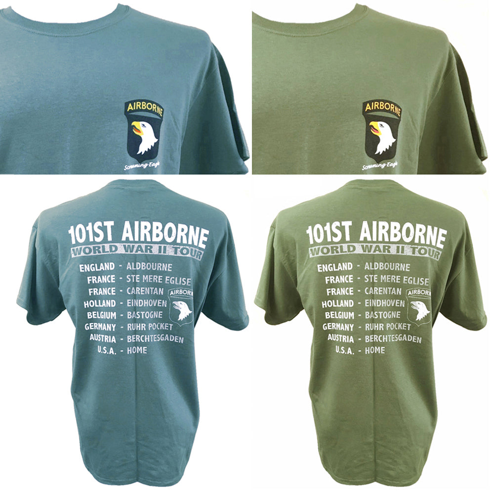 101st Airborne Screaming Eagles US Army WW2 Motif Back Print T Shirt
