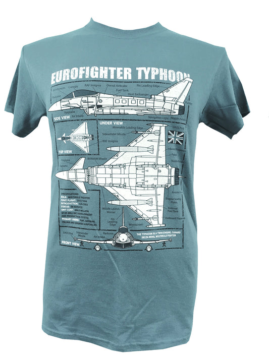 Eurofighter Typhoon EF2000 RAF Military Fighter Jet Blueprint Design T Shirt