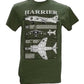 Hawker Siddeley Harrier Jump Jet RAF Military Aircraft Blueprint Design T Shirt