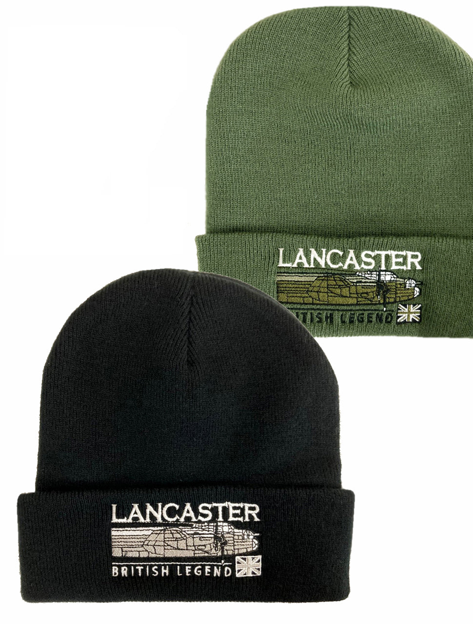 Avro Lancaster WW2 Heavy Bomber RAF Aircraft Embroidered Black Green Beanie Hat