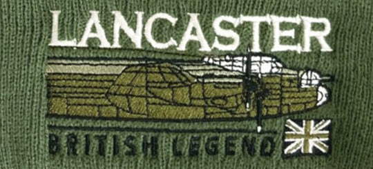 Avro Lancaster RAF RCAF RAAF WW11 Four Engine Heavy Bomber Aircraft Embroidered Black Green Beanie Hat
