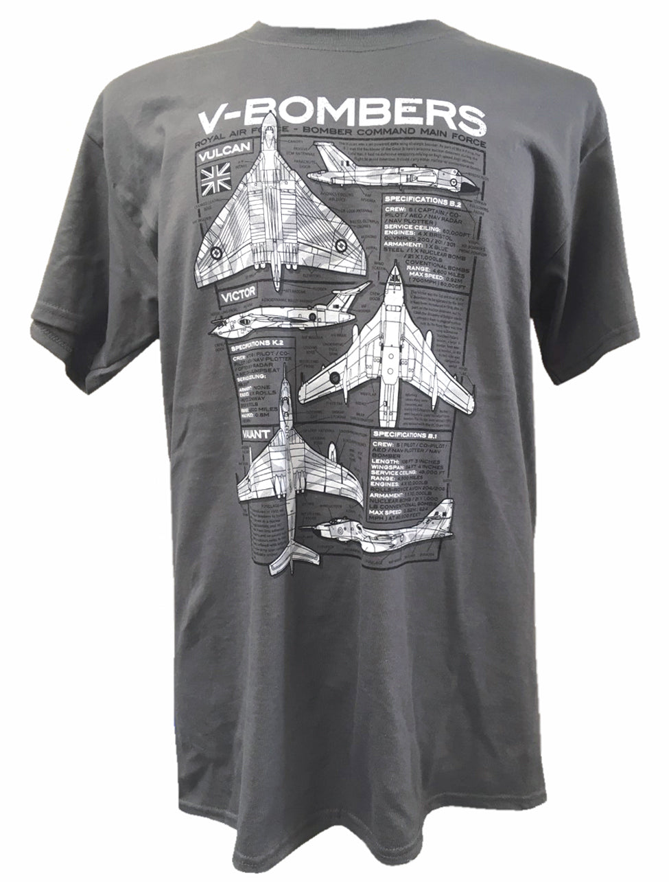 V Bombers Avro Vulcan Vickers Valliant Handley Page Victor Bomber Aircraft Blueprint Design T-shirt