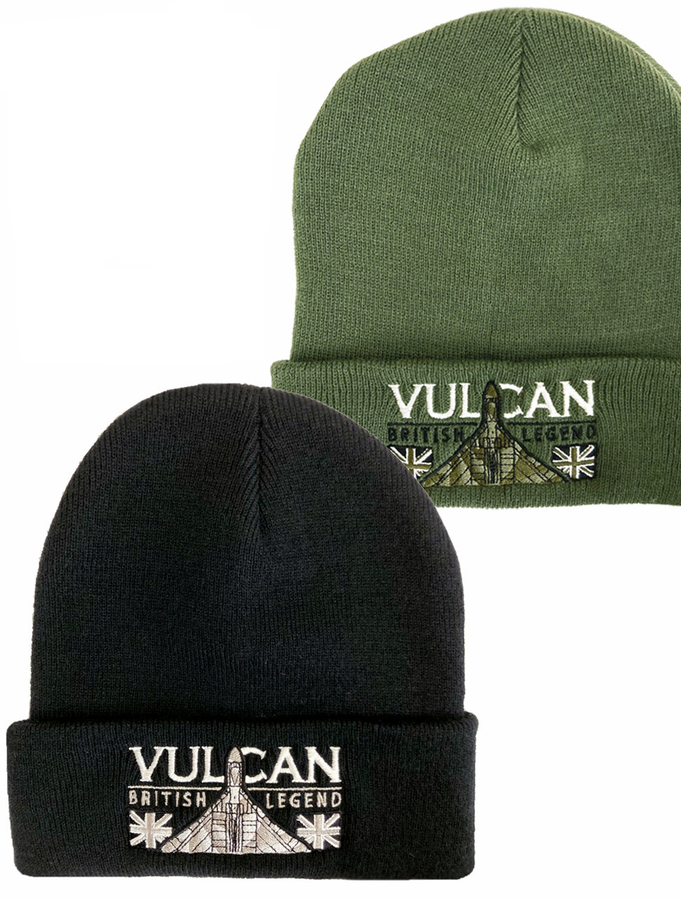 Avro Vulcan Nuclear Bomber RAF Aircraft Embroidered Black Green Beanie Hat