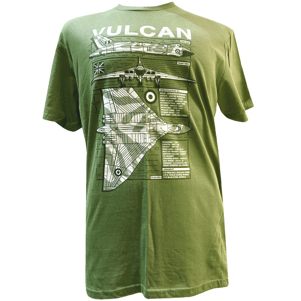 Avro Vulcan RAF Nuclear Bomber Aircraft Blueprint Design T Shirt