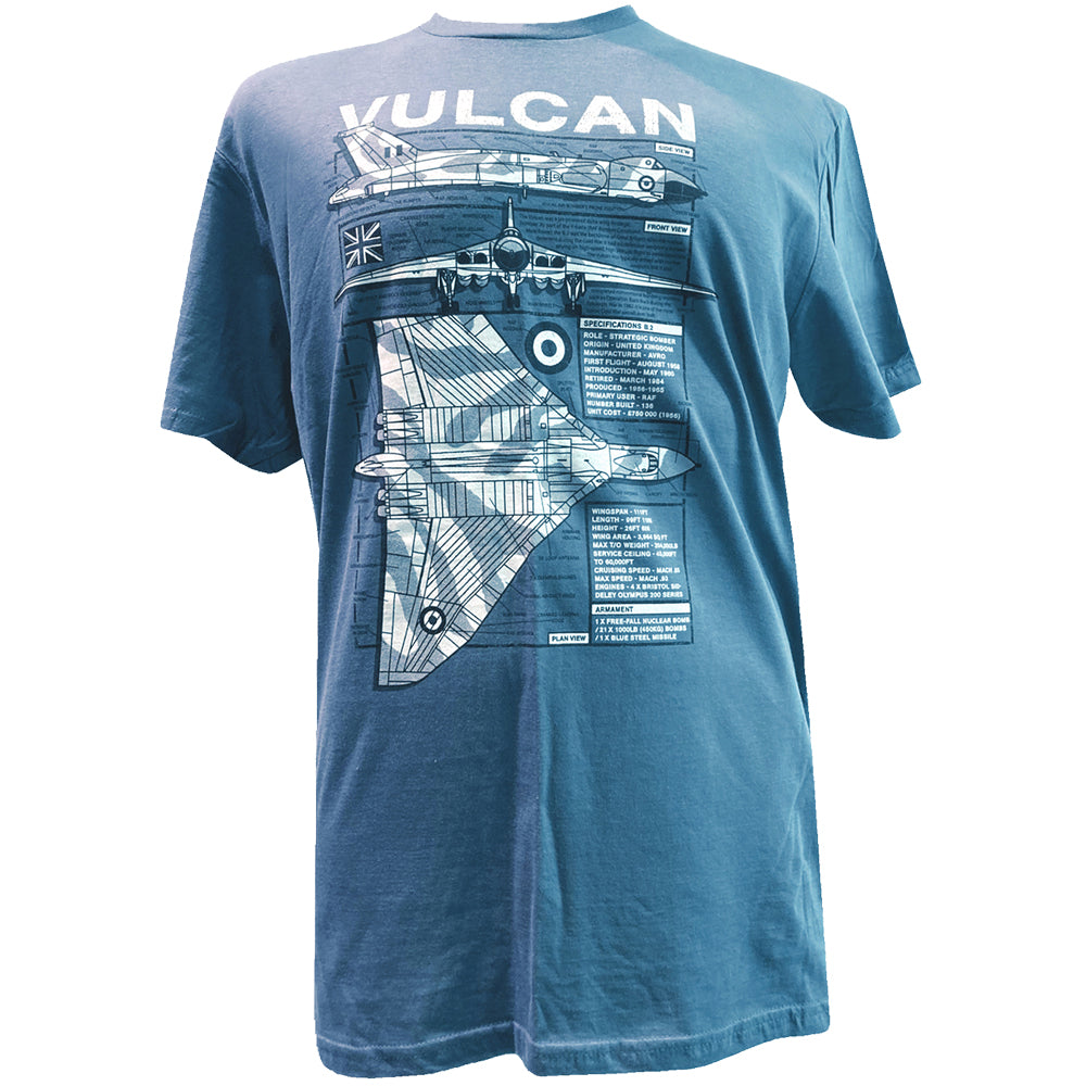 Avro Vulcan RAF Nuclear Bomber Aircraft Blueprint Design T Shirt