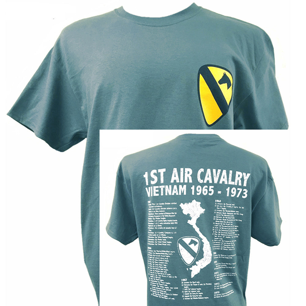 1st Air Cavalry Division US Army Vietnam Motif Front Back Print T Shirt