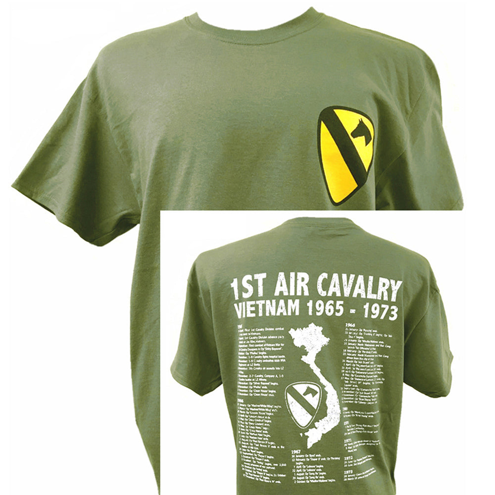 1st Air Cavalry Division US Army Vietnam Motif Front Back Print T Shirt
