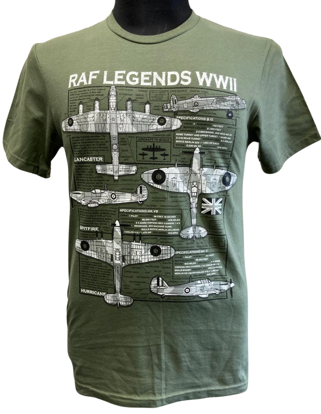 Triple Legends T-Shirt — Lancaster, Spitfire & Hurricane