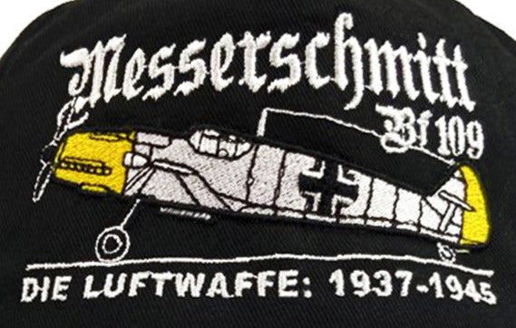German Messerschmitt Bf 109 WW11 Fighter Embroidered Black Adjustable Baseball Cap
