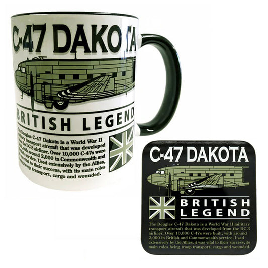 Douglas DC 3 Dakota C 47 Skytrain RAF USAF WWll Military Transport Aircraft Mug Coaster