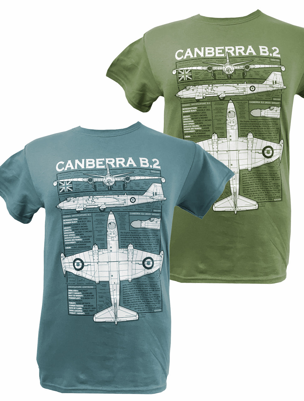 English Electric Canberra RAF Military Aircraft Blueprint Design T Shirt