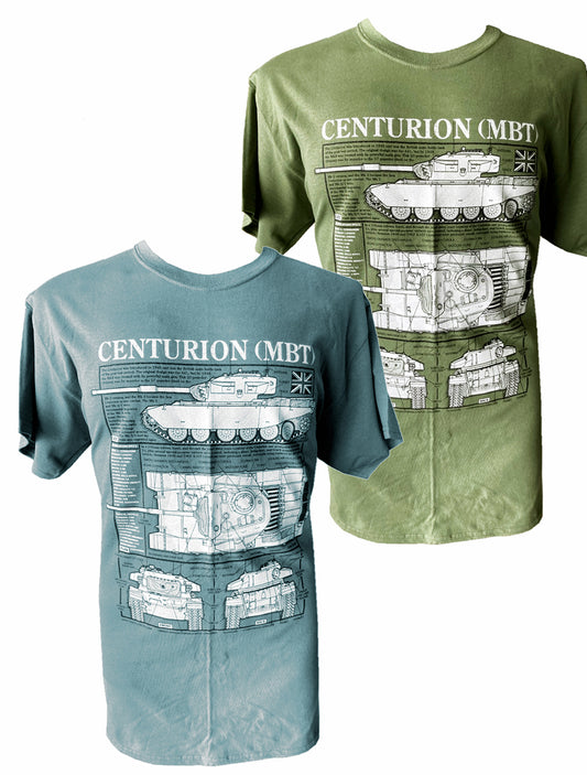 Centurion Tank British Army Blueprint Design T Shirt