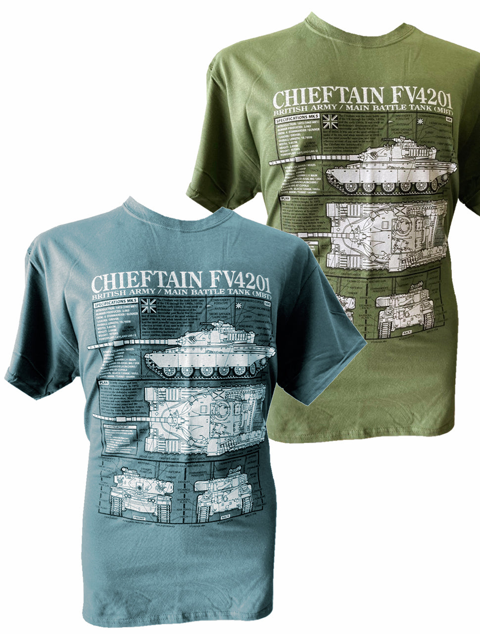 FV4201 Chieftain Tank British Army Blueprint Design T Shirt