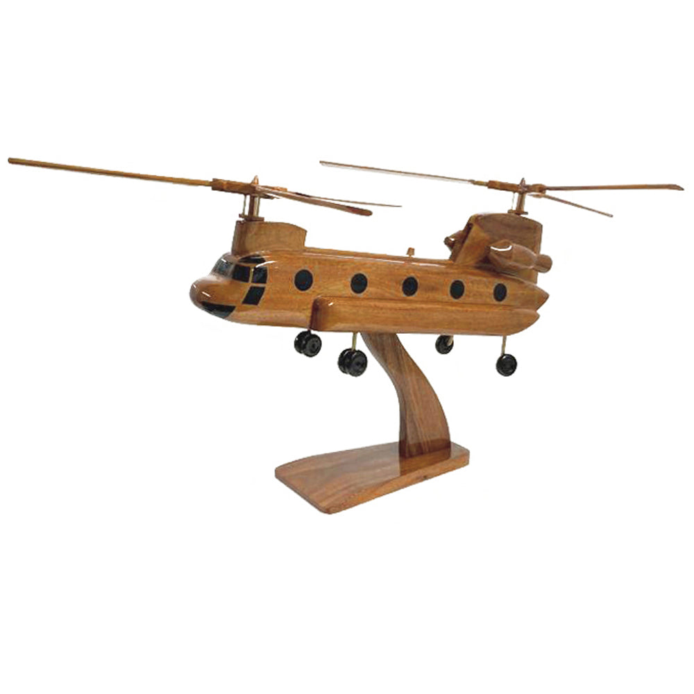 CH 47 Chinook Military Twin Engine Heavy Lifting Transport Helicopter Wooden Desktop Model