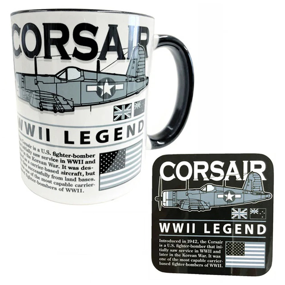 Vought F4U Corsair US Navy US Marine Corps Royal Navy RNZAF WWll Korean War Fighter Aircraft Mug Coaster