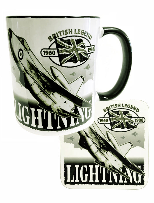 BACs English Electric Lightning RAF RSAF Interceptor Fighter Aircraft Action Mug Coaster