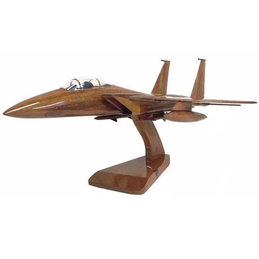McDonnell Douglas F-15 Eagle Clear Cockpit USAF Israeli Air Force IAF Royal Saudi Air Forces Tactical Fighter Aircraft Wooden Executive Desktop Model.