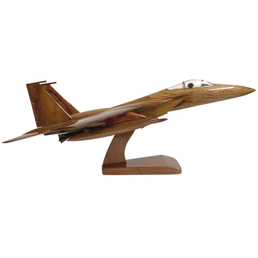 McDonnell Douglas F-15 Eagle Clear Cockpit USAF Israeli Air Force IAF Royal Saudi Air Forces Tactical Fighter Aircraft Wooden Executive Desktop Model.