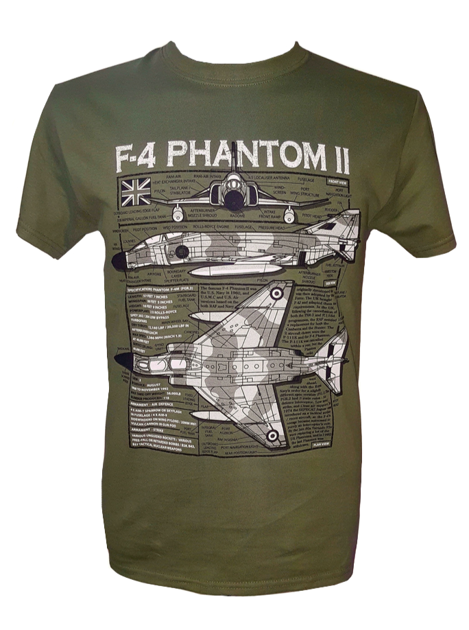 McDonnell Douglas F-4 Phantom II RAF Military Blueprint Design T Shirt