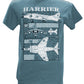 Hawker Siddeley Harrier Jump Jet RAF Military Aircraft Blueprint Design T Shirt