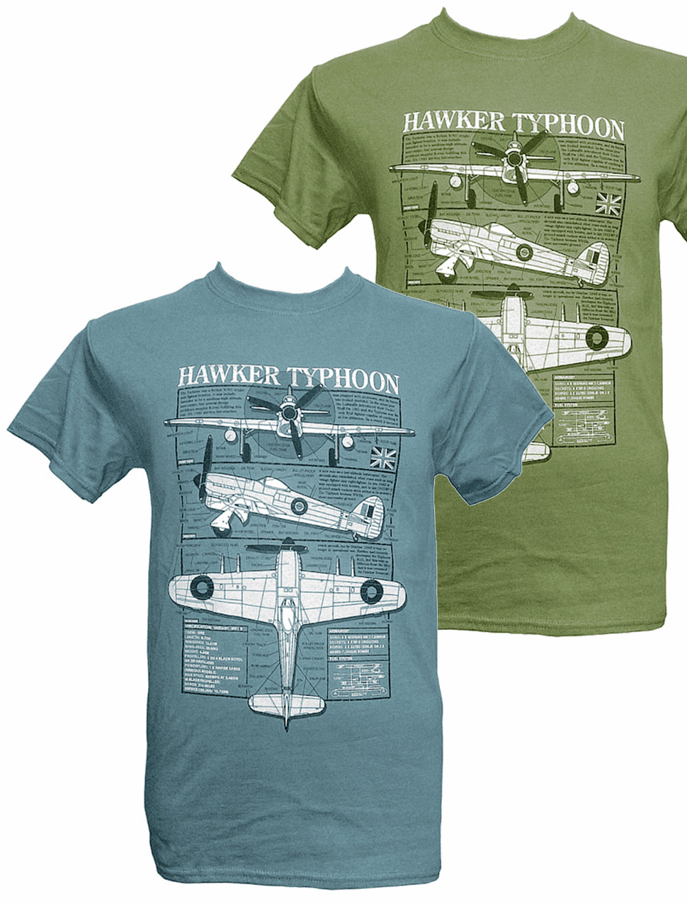 Hawker Typhoon Tiffy RAF WW2 Fighter Bomber Aircraft Blueprint Design T Shirt