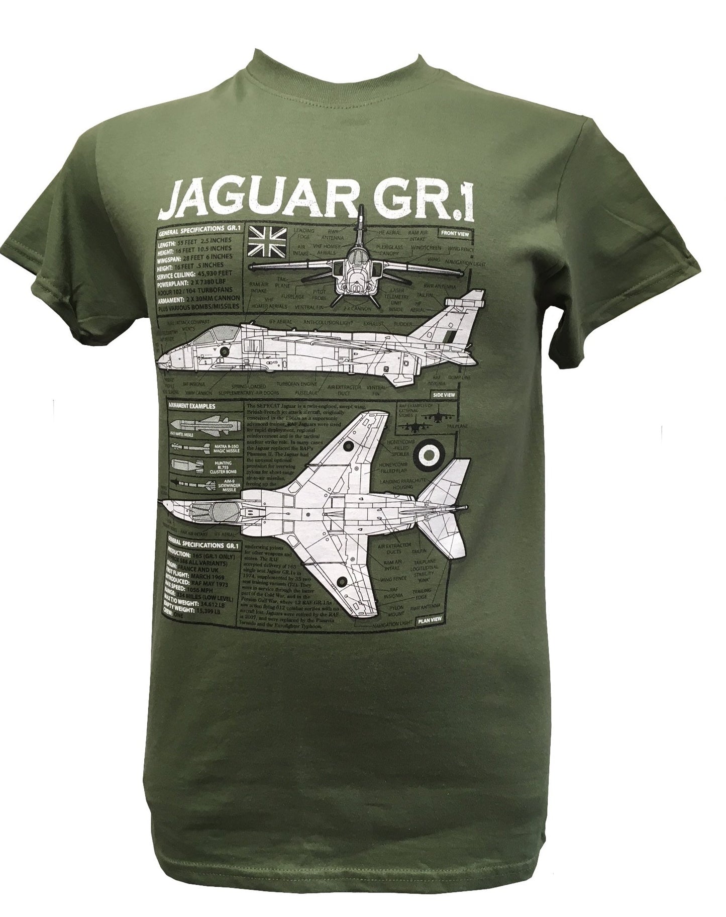 SEPECAT Jaguar RAF French Air Force Military Aircraft Blueprint Design T Shirt