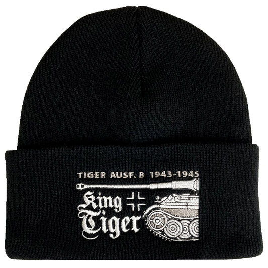 King Tiger German WW2 Tank Embroidered Black Beanie Hat