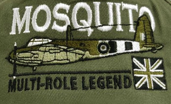 de Havilland DH 98 Mosquito RAF RCAF RAAF USAF WW11 Multirole Fighter Bomber Aircraft Embroidered Black Green Adjustable Baseball Ca