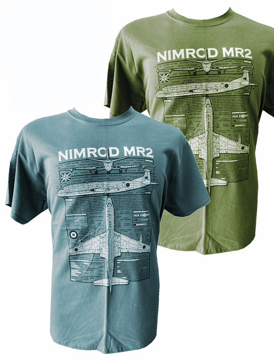 Hawker Siddeley Nimrod Mk2 Maritime Patrol Aircraft Blueprint Design T shirt